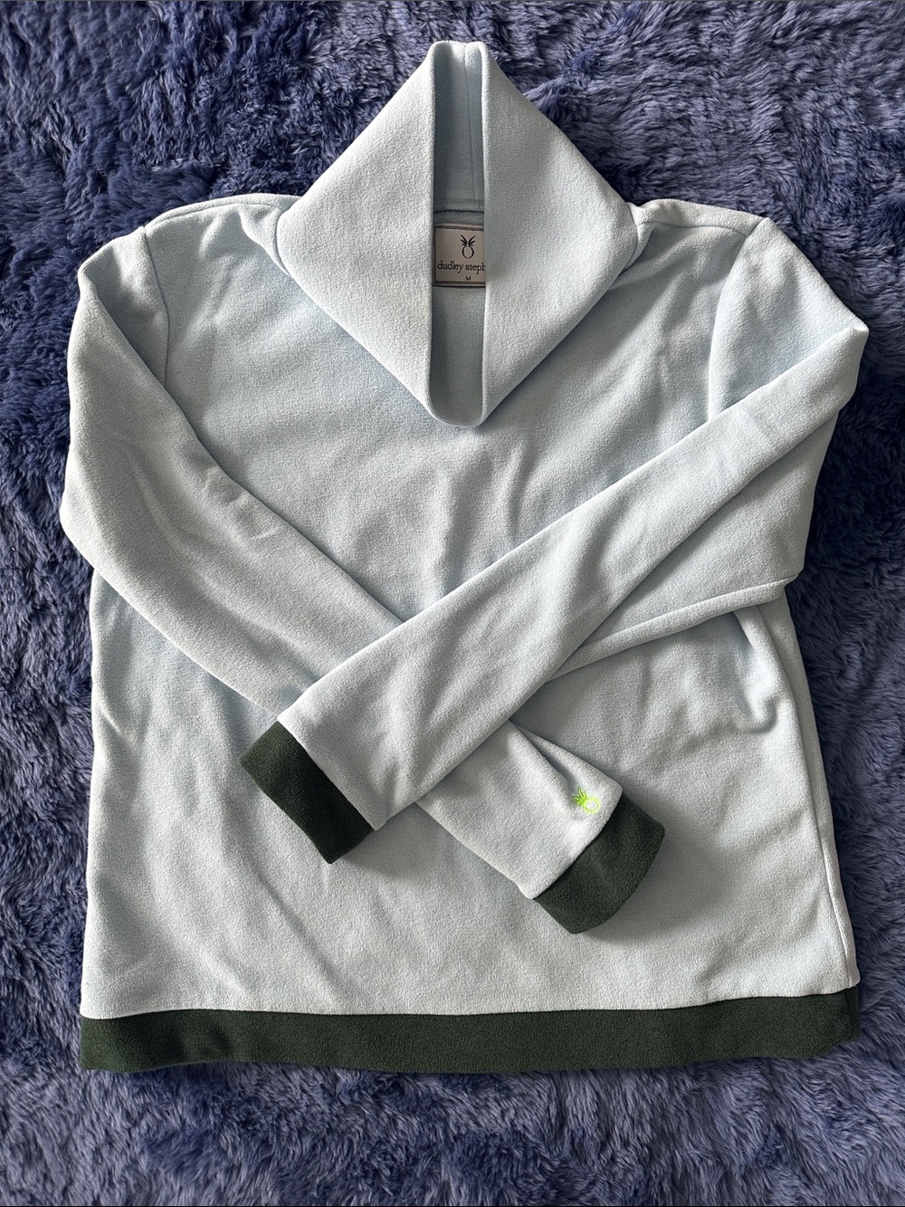 Dudley Stephens Turtleneck light blue w Green Trim -